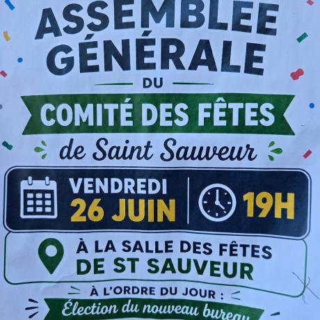 Constitution du nouveau bureau du comité des fêtes le 26 juin à 19h