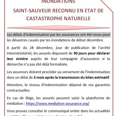 Inondations Décembre 2023 St Sauveur reconnu en catastrophe naturelle