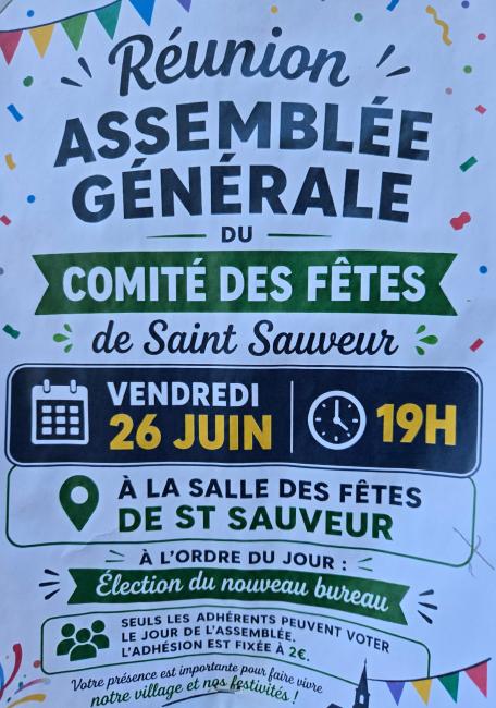 Constitution du nouveau bureau du comité des fêtes le 26 juin à 19h